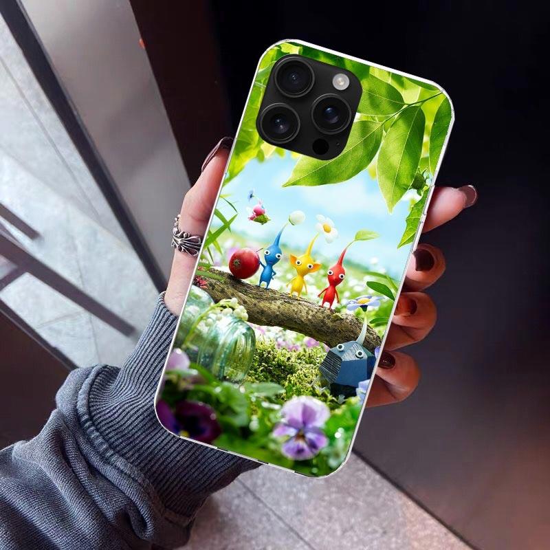 Чехол для телефона P-PikminS 4 для iPhone 17 Air 11 13 Mini 14 15 Plus 16 12 Pro Max 16E SE 7 8 С рисунком Мягкий ТПУ Задняя крышка 17 Air