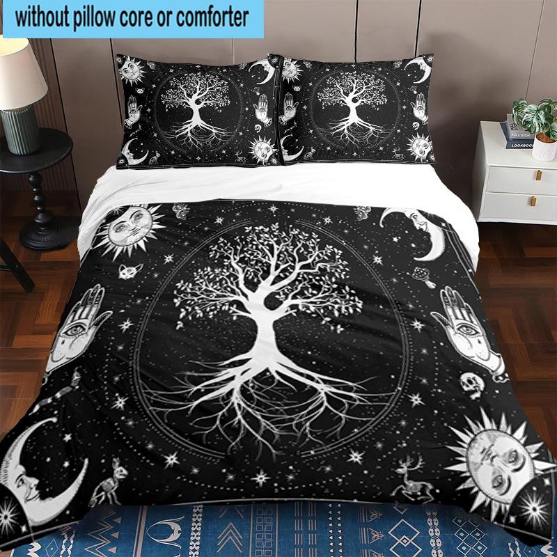 Tree Of Life Mandala 3pcs Bedding,Including 1pc Duvet Cover And 2pcs Pillowcases Perfect for Christmas,Ideal for Bedroom, Dormitory
