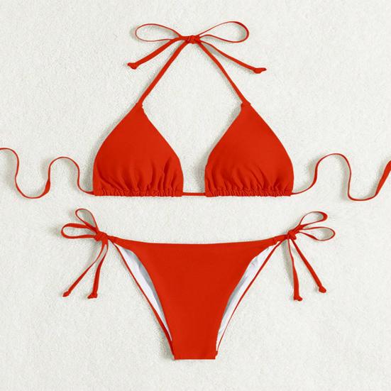 Женский сексуальный комплект бикини с завязками по бокам, двухсекционный купальник-мини