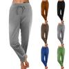 Women's Solid Color Casual Pants High Waist Drawstring Sweatpants With Pockets