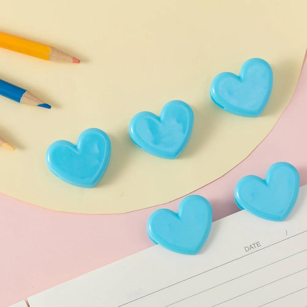 10 шт./лот скрепки в форме сердца, симпатичные многоцелевые маленькие пластиковые скрепки для школьников и студентов