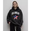 Худи женские хлопковые повседневные с принтами букв и надписи Los Angeles, с эффектом потертости, оверсайз