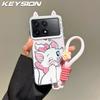 KEYSION Милый мультяшный чехол с ушками для Xiaomi POCO X6 Pro 5G со шнурком, мягкий силиконовый + ПК, противоударная задняя крышка для телефона POCO X6 Pro