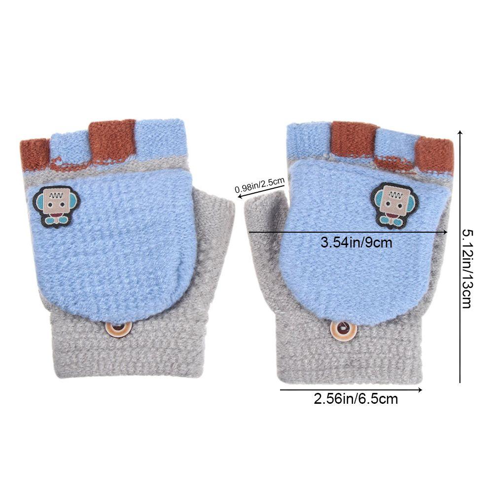 Students Children Fashion Knitted Glove Half-finger Gloves Thickening Gloves Winter Warm Mittens