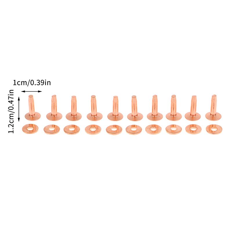 10 комплектов медных заклепок для кожи, фиксируемых заклепками, с шайбами-заусенцами для самостоятельной фиксации заклепками, винтажные кожаные изделия