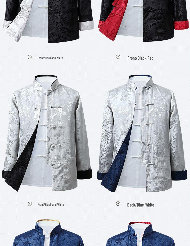 Мужской двусторонний пиджак Тан - Весенне-осенний повседневный ханьфу для папы и дедушки