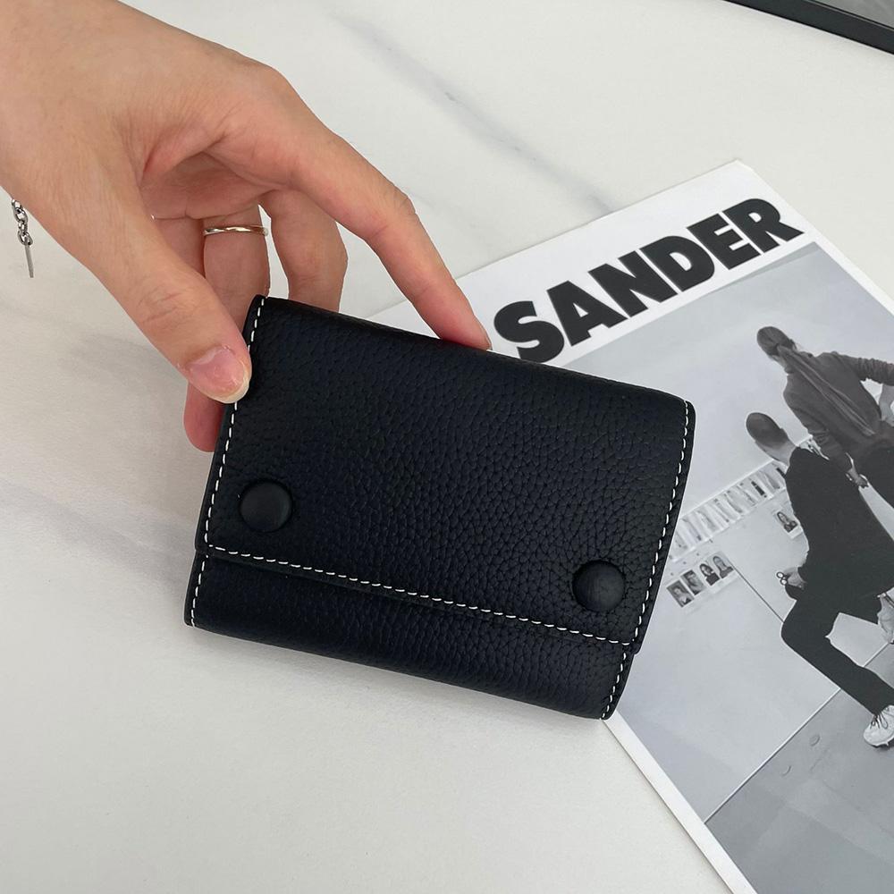 2025 Двухцветные женские кошельки из натуральной кожи, короткий кошелек, высокое качество, кошелек из первого слоя коровьей кожи, тройной кошелек-купюрник для дам