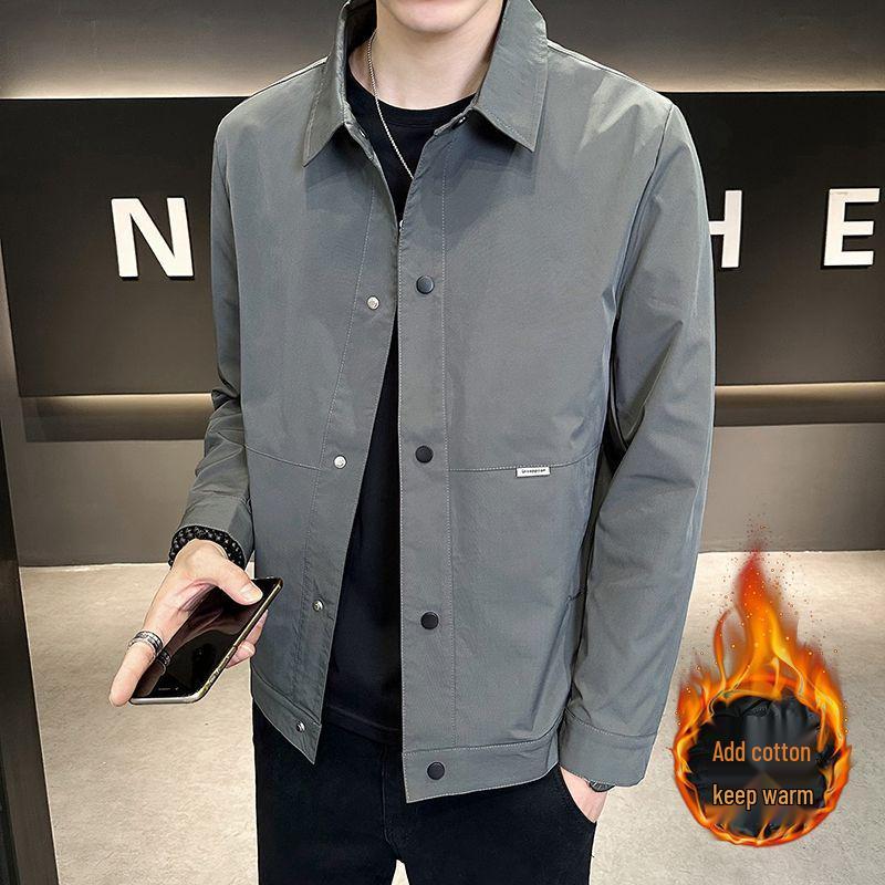 Мужская хлопковая куртка приталенного кроя - Стильная, теплая, универсальная, с отложным воротником для осени и зимы