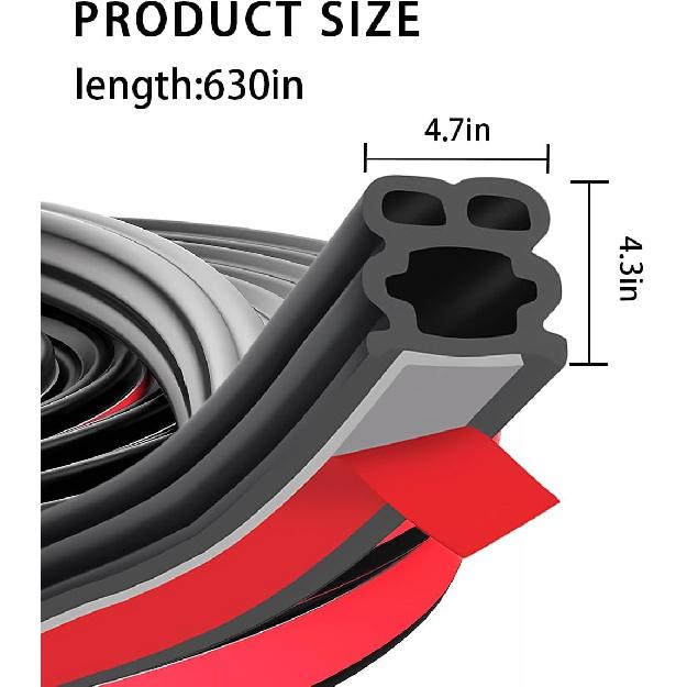 Car Door Seal Strip, 52.49Ft Rubber Double Layer Self Adhesive Automotive Weather Stripping For Windows Hood Trunk, Soundproofing Vehicle Sealing