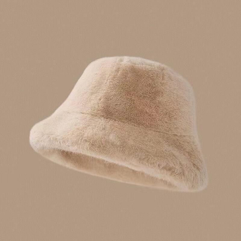 Fashion Plush Fisherman Hat Women's Models Winter Versatile Warm Big Head Circumference Show Face Small Pot Hat