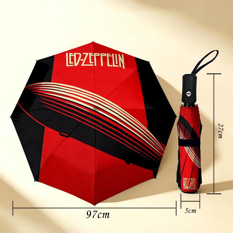 Zeppelin Album Cover 8 Ribs 3Fold Black Glue Uv Protection Umbrella Sun Protection Rainproof Compact Folding Umbrella For Travel Daily Use C923900