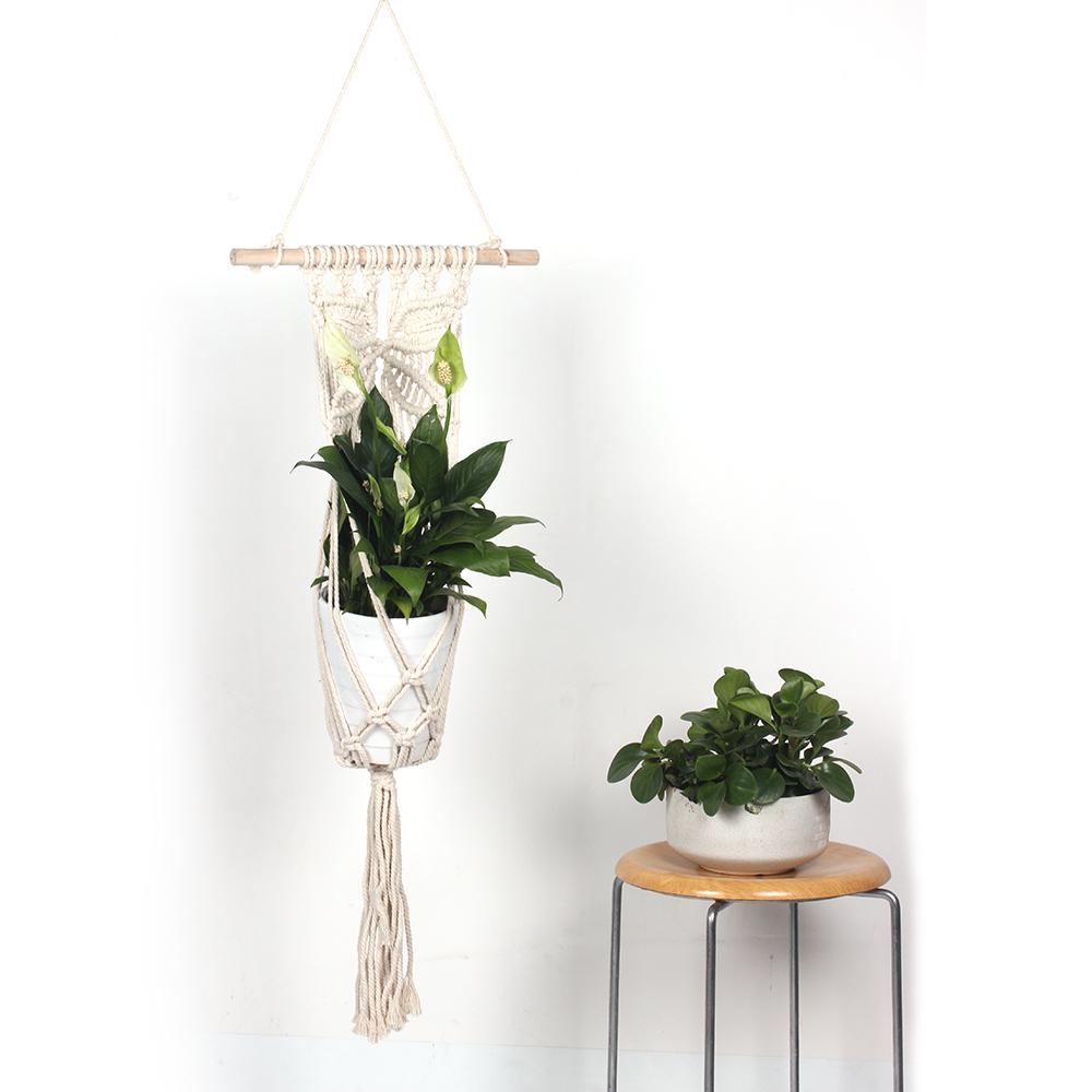 Вешалка для растений, Вешалка для растений в технике макраме Подвесная вешалка для цветов Настенное искусство в винтажном стиле