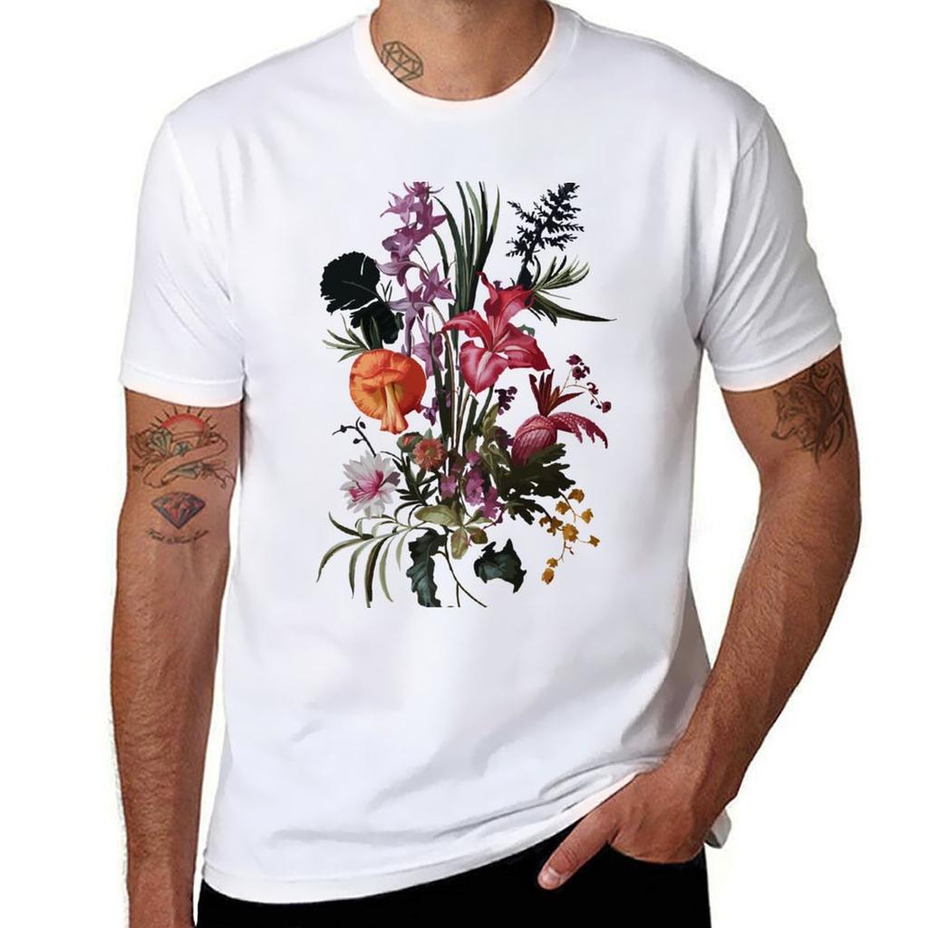 Colorful Vintage Botanical TShirt Work Wear Breathable Tee