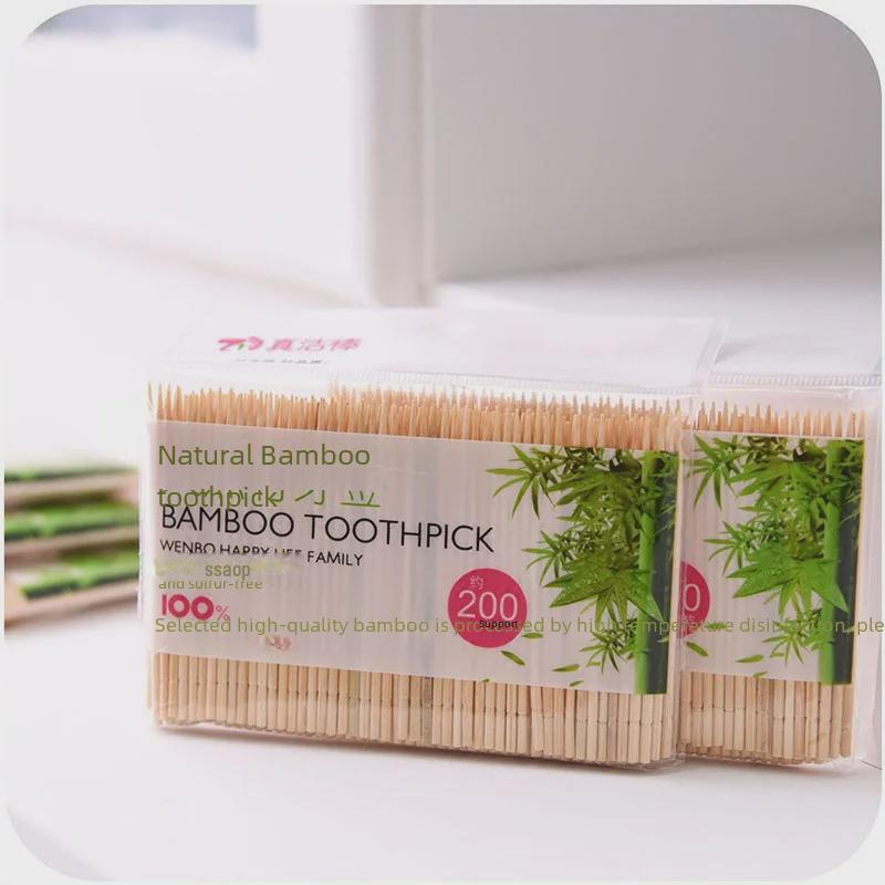 Bamboo Toothpicks: Hotel & Home Use, 200 Portable Individually Wrapped Bags