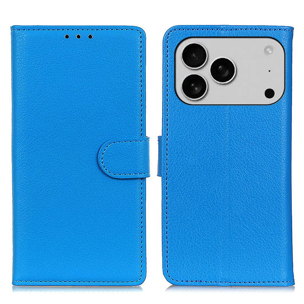 For iPhone 17 Pro Max Wallet Case PU Leather Phone Cover Litchi Texture