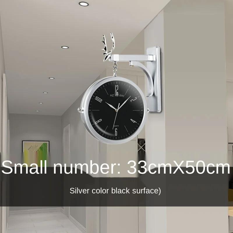 Двусторонние круглые настенные часы с креплением на стену, настенные часы с двойным циферблатом, винтажный ретро-декор для дома, металлическая рамка, стеклянная крышка циферблата