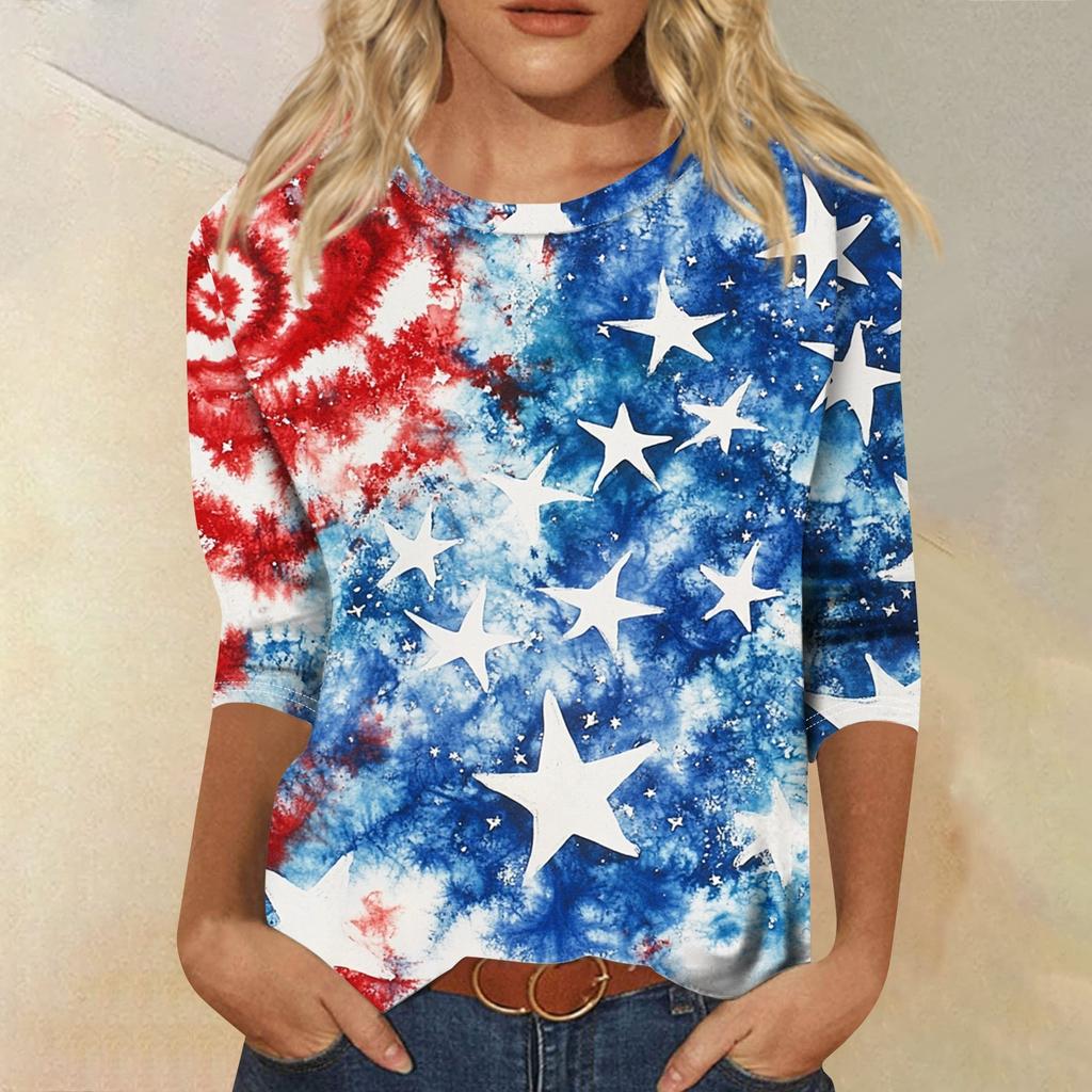 Женская футболка Повседневная футболка с принтом «День независимости», джемпер с круглым вырезом