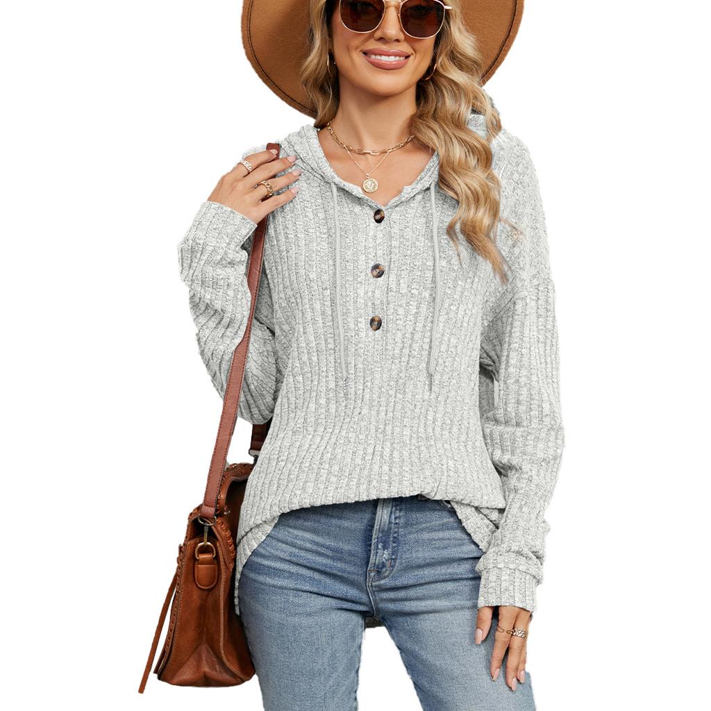 HNXC Women's Fashion Casual Solid Color Print Long Sleeve Hooded Hoodies & Sweatshirts