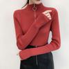 Autumn and Winter Sweater Women's Half Turtleneck Ring Zipper Slim Outer Wear Long-sleeved Mid-neck Bottoming Shirt Knitted Sweater Top