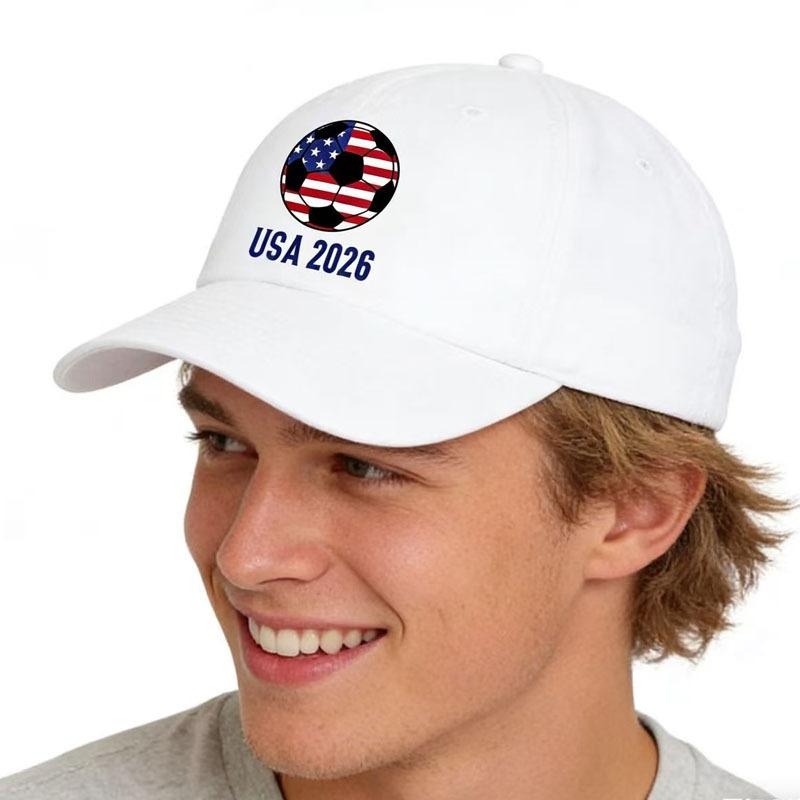 European and American washed and printed soft-top baseball cap female national flag football spring and summer curved-brimmed outdoor sun hat male