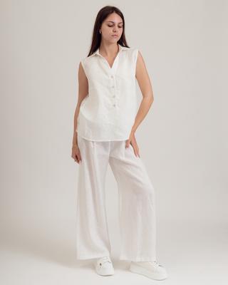 Костюм женский летний льняной Phardi 7430 36 белый (блуза, штаны)