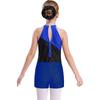 Girls Sleeveless Rhinestones Patchwork Leotard Hair Band V Front Waistband Shorts Dance Gymnastics Set