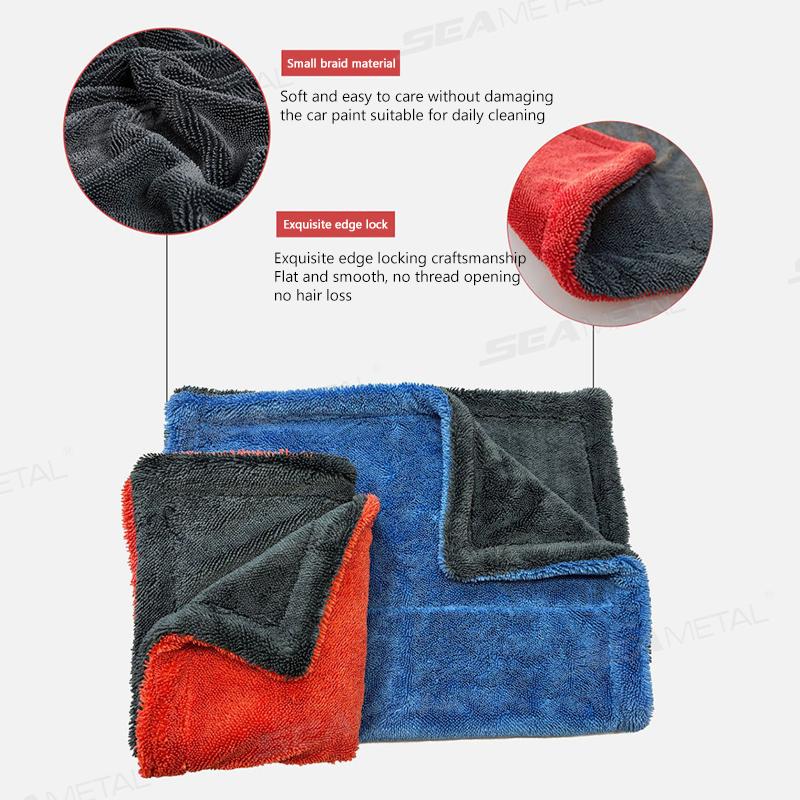 SEAMETAL 1200GSM Car Wash Towel Ultra Thicked Super Absorbent Cleaning Drying Towel Double-Sided Microfiber Car Washing Cloth
