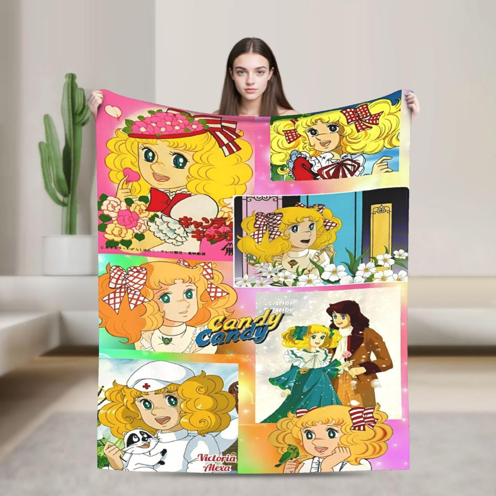 Candy Candy And Terry Anime Blanket Warm Soft Funny Plush Bedding Throws For Couch Bed Travel Flannel Bedspread Bed Cover
