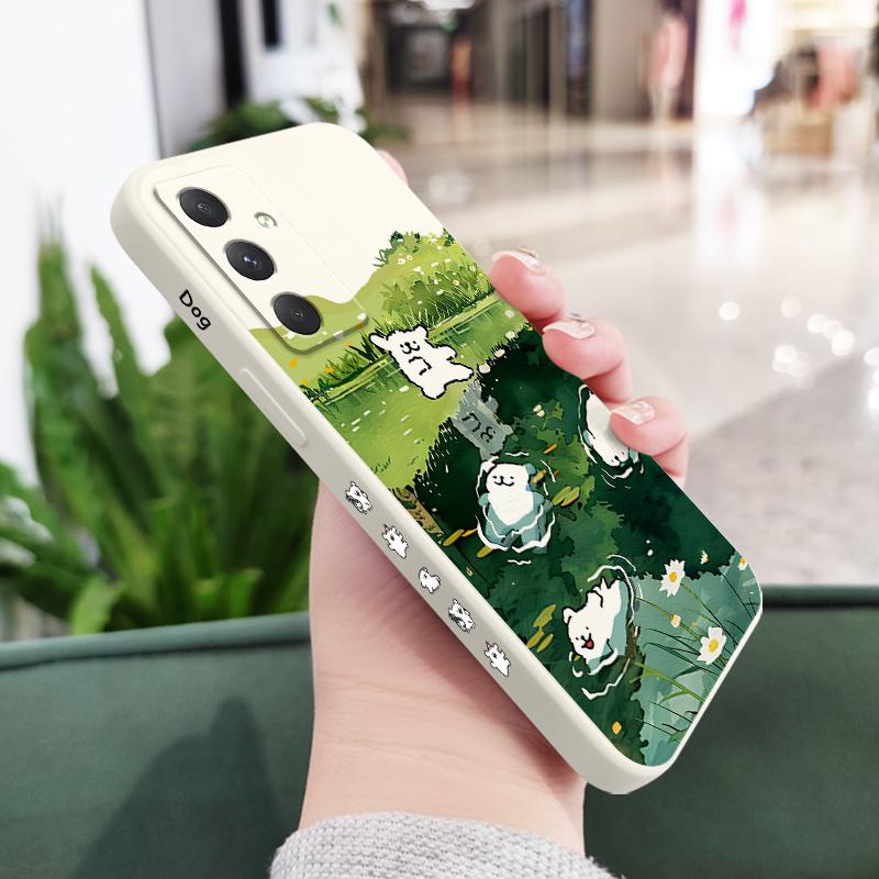 Чехол для телефона 'Щенок в деревне' для Samsung Galaxy A37 A57 Жидкий силиконовый чехол