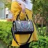 Bohemian Women Floral Embroidered Canvas Handbag Vintage Ladies Casual Ethic Boho Shopping Zipper Shoulder Travel Bag