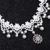 Fashion New Lady Gothic Jewelry Gift Lace Multilayer Collar White Beads Choker Necklace