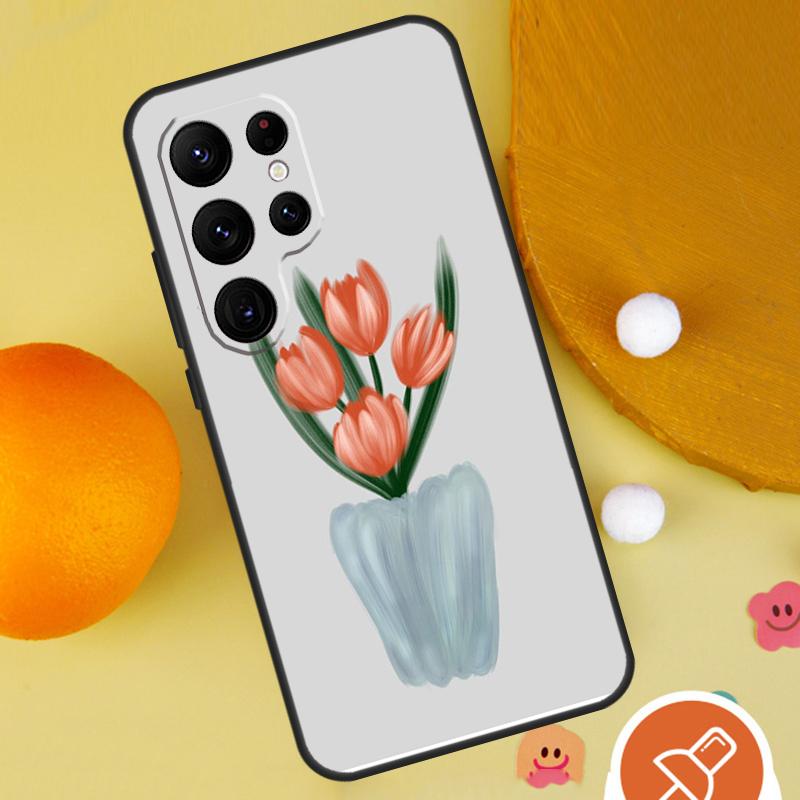 Tulip Flower Phone Case For Samsung Galaxy S25 Ultra S24 S22 S21 Ultra S9 S10 S20 Plus S23 FE Funda Cover