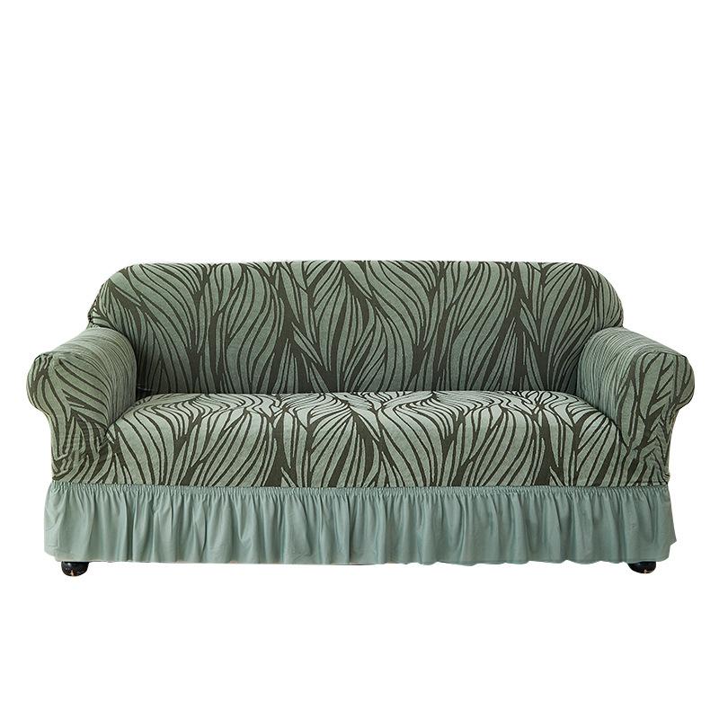 Чехол для дивана с жаккардовой юбкой Изображение Гофрированный всеобъемлющий эластичный чехол для дивана Утолщенный нескользящий универсальный на все сезоны