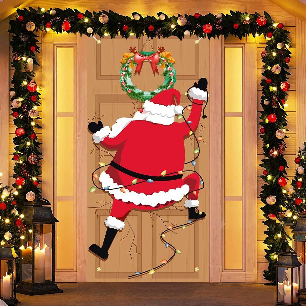 Подвесные рождественские дверные накладки на окна, декоративная композиция, баннеры на двери, рождественские баннеры