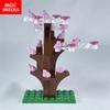 Set  MOC Bricks Peach Tree City Green Flower Grass Plants Garden Assembly Building Blocks Toys kids gifts