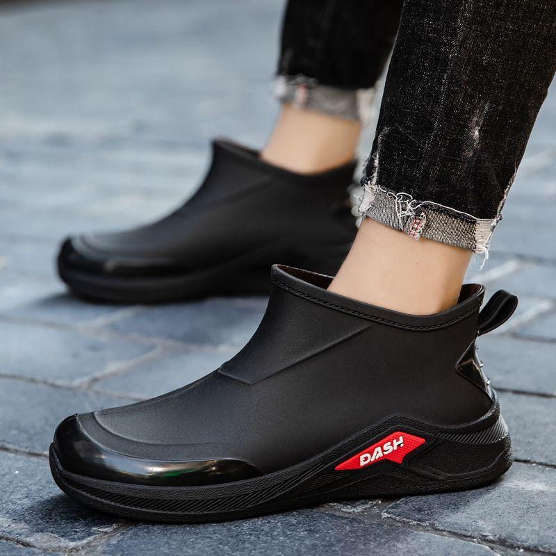 Men's Short PVC Outdoor Rain Boot Waterproof Durable Non-Slip Fishing Work Shoe for Men