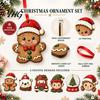 Wooden Hanging Decorations Christmas Tree Pendants with Red Rope, Cute Cartoon Ornaments Party Favors for Holiday Home Decoration, Fireplace