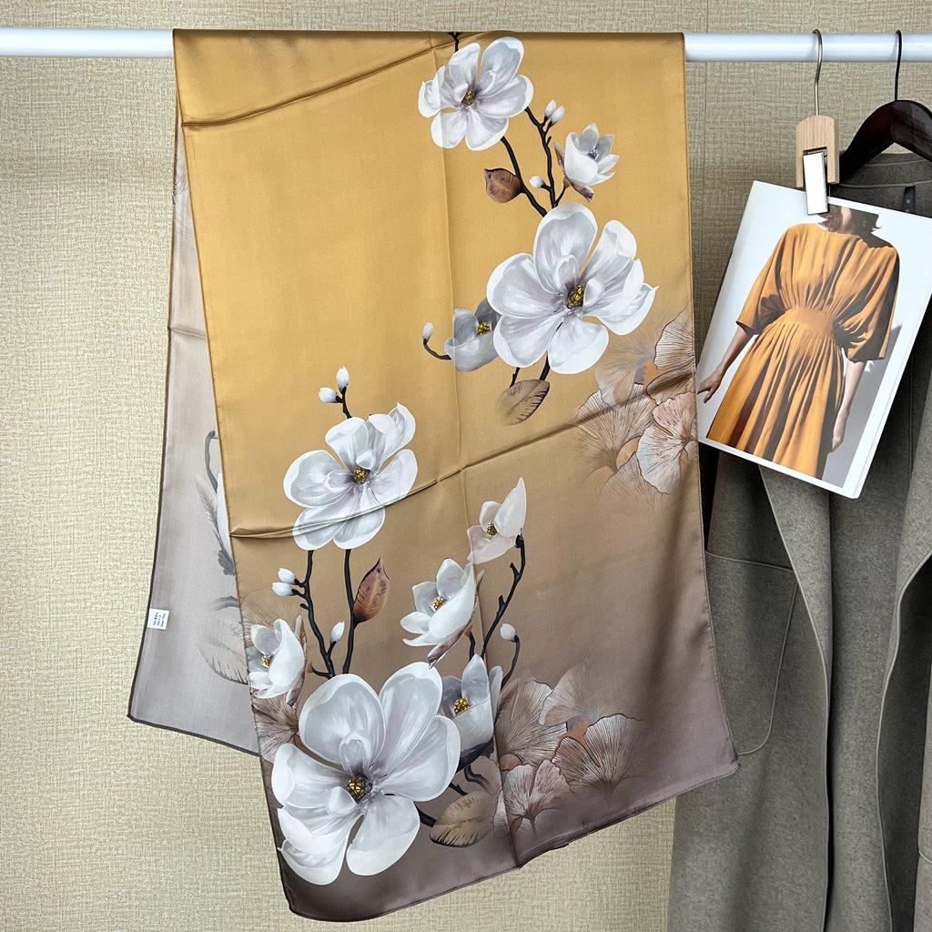 High-End Shawl With Cheongsam Silk Scarf Women'S Silk Retro Autumn And Winter Versatile And Changeable Sunscreen Silk Scarf