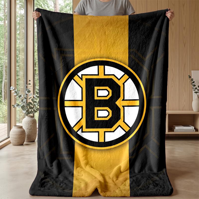 Boston Bruins Flannel Fleece Blanket Cozy Warm Throw Blanket For Couch Bed Travel All Season Use