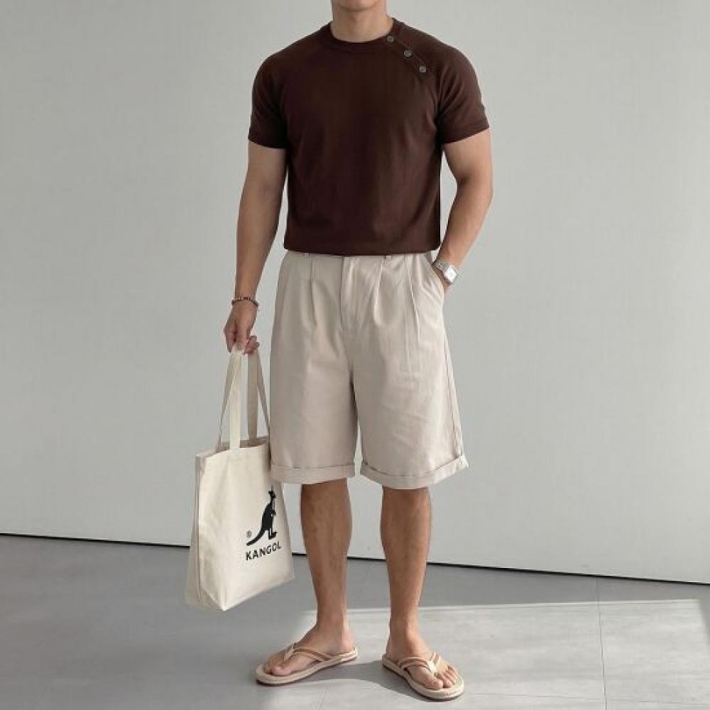 Onl Men S Button Linen Slim Fit Short Sleeve Knit