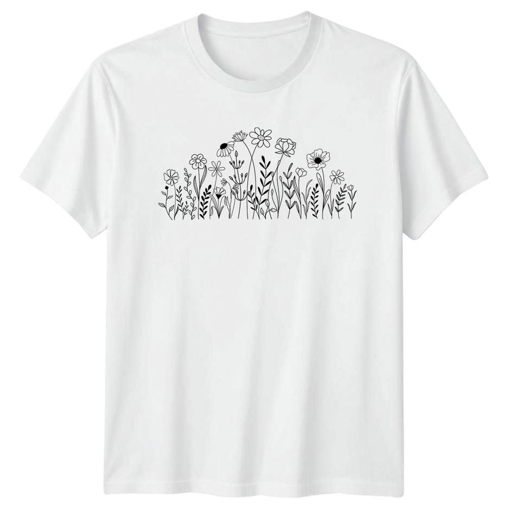 Minimalist Botanical Line Art Wildflowers Unisexs Nature Gift For Her