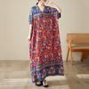 Short Sleeve Plus Size Cotton Satin Vintage Floral New In Dresses for Women Casual Loose Maxi Long Summer Dress