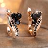 Vintage Black Zircon Drop Earrings for Ladies Luxury Gold Color Wedding Earrings Party Jewelry Gifts
