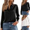 Women's Fashion Casual Solid-Colour Long-Sleeved Versatile Shirt Collared Blouse