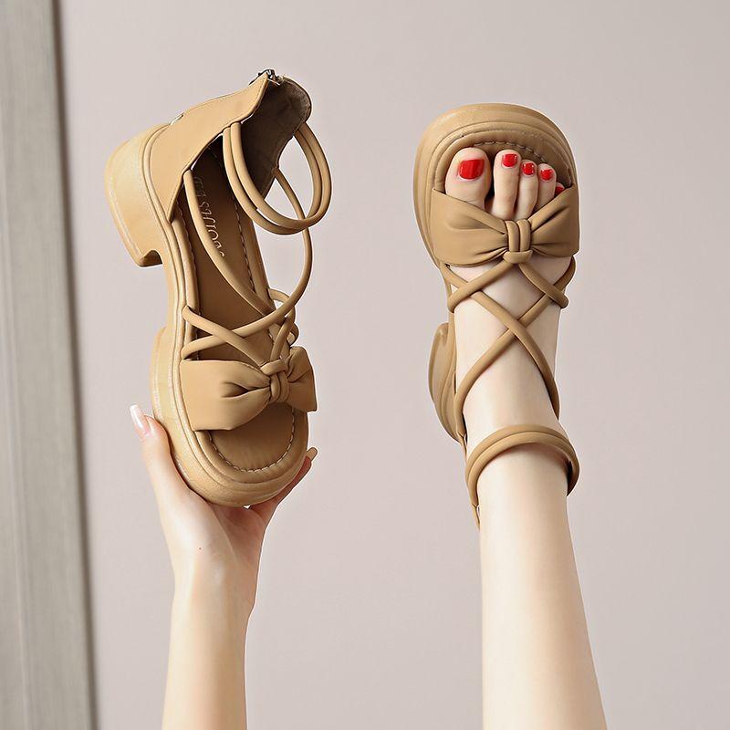 Women's Sandals Bow Wedge with Platform Waterproof Open Toe Ladies Shoes The Best Vintage 2025 Trend On Offer Original Pvc Korea