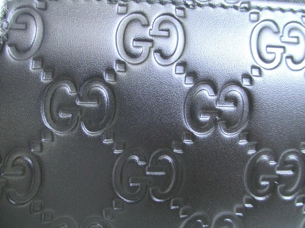 Оригинальный кошелек для монет GUCCI Guccissima из черной кожи на круговой молнии #a869 Восстановленный