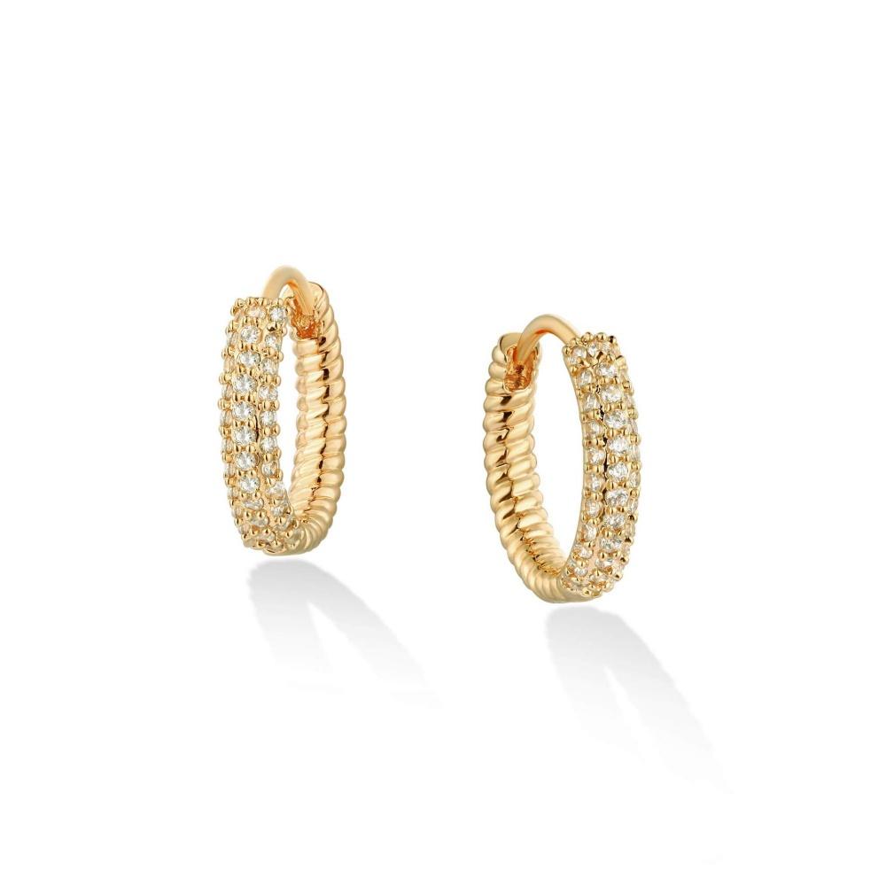 14K Gold Plated Geometric Zircon Earrings for Women Fashion Simple Elegant Twisted Huggie Hoop Earrings Delicate Jewelry Gift