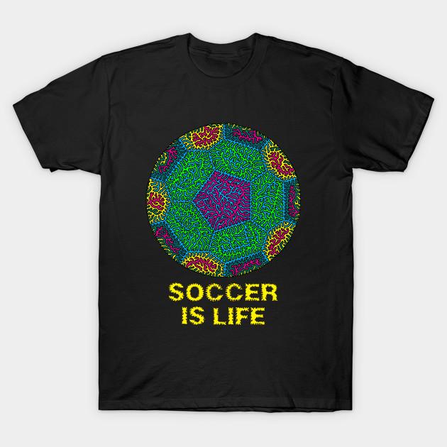 Asian Size Men Print T-shirt Soccer Is Life No-Cut Heat Transfer Print Cotton Tshirt