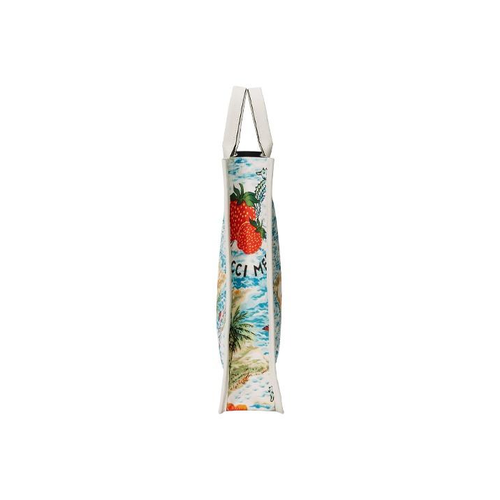 Gucci Merveilleuse Strawberry Print Canvas Top Handle Tote Bag For Unisex Daily Use