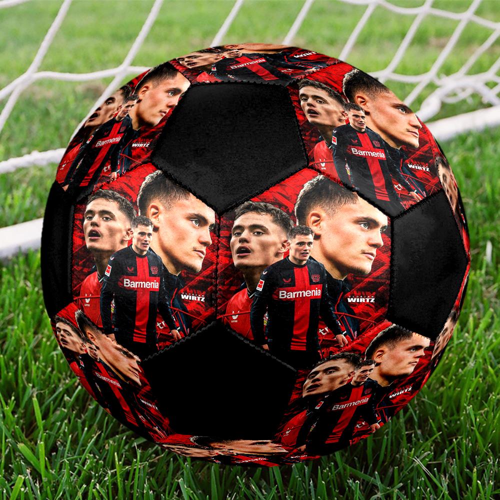 Florian Wirtz Indoor Soccer Ball Colorful Machine Stitched PVC Size 5 Team Training Competition Ready Durable High-Bounce Cool Sports Gift